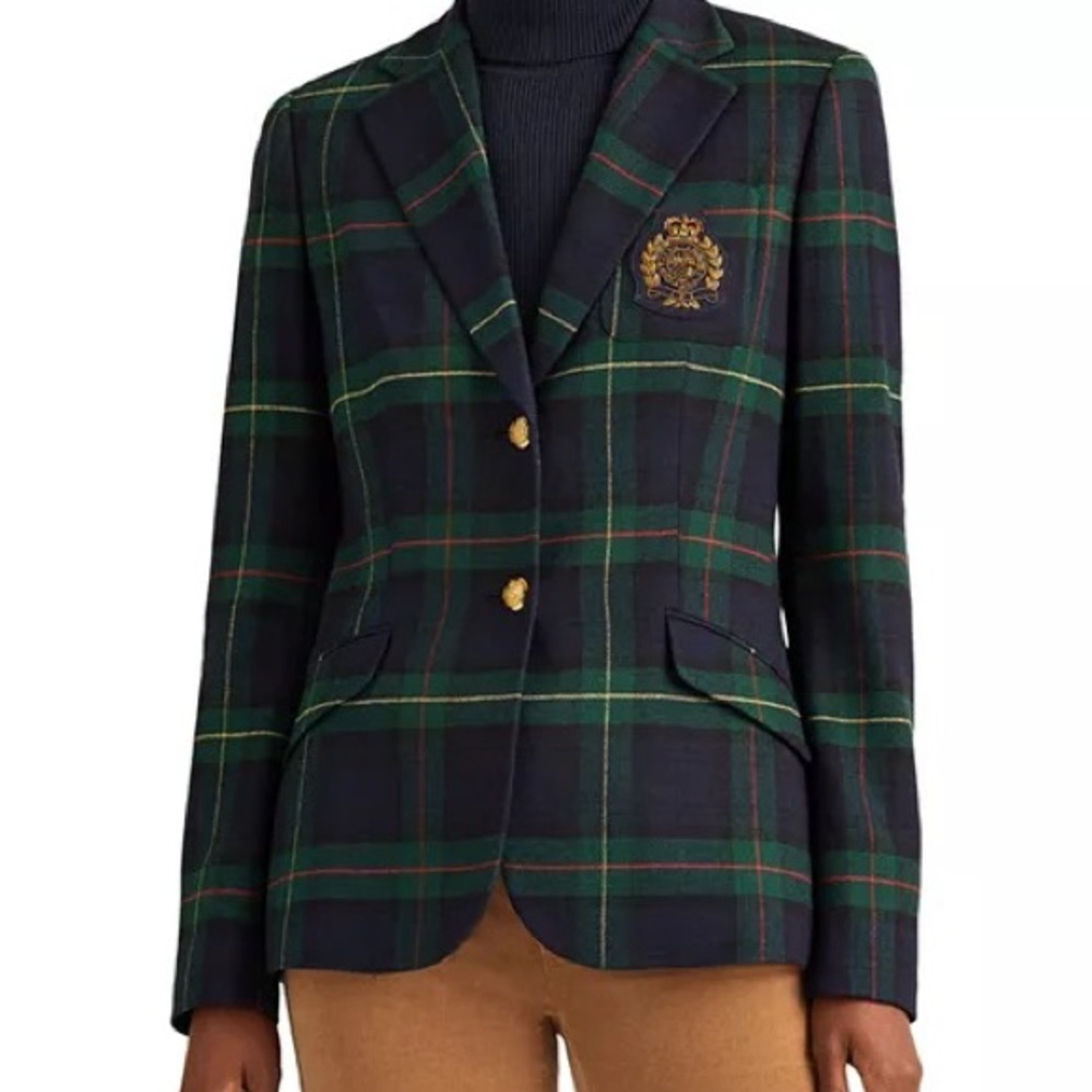 Ralph Lauren Plaid Buillon Crest Blazer